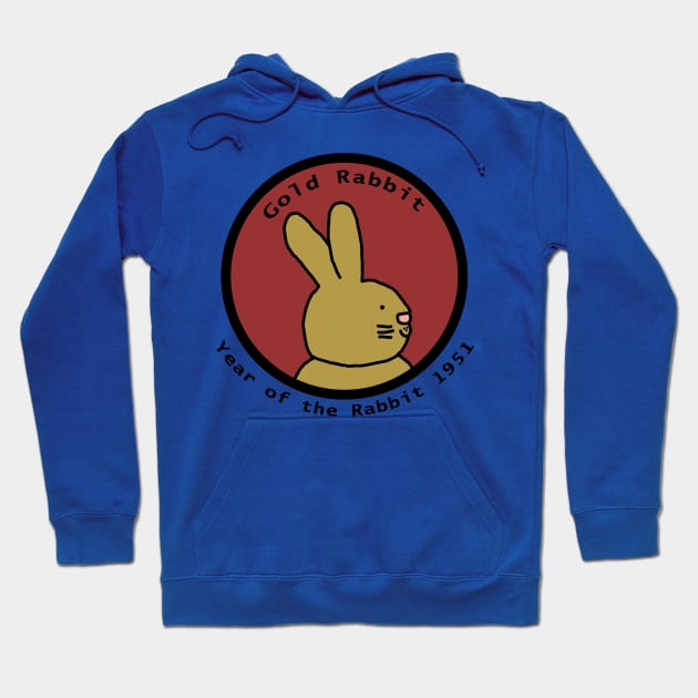 Year of the Gold Rabbit 1951 Hoodie by ellenhenryart